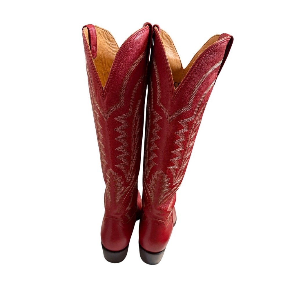 New Tecovas The Abby Red Leather Tall Western Cowboy Boots Wide Calf 7 Rodeo - Picture 6 of 8